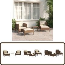 Salon de jardin 5 pcs avec coussins Marron Résine tressée - Salon De Jardin - Ensemble De Salon De Jardin - Meubles De Jardin - Mobilier De Jardin