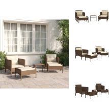 Salon de jardin 5 pcs avec coussins Marron Résine tressée - Salon De Jardin - Ensemble De Salon De Jardin - Meubles De Jardin - Mobilier De Jardin