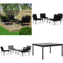 Vidaxl - Salon de jardin 5 pcs avec coussins Noir pvc - Meubles De Jardin - Salon De Jardin - Set De Salon De Jardin - Mobilier Extérieur - Table