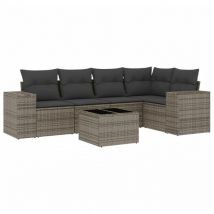 Salon de jardin 6 pcs avec coussins gris résine tressée Vidaxl