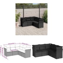 Salon de jardin 5 pcs avec coussins noir résine tressée - Canapé De Jardin - Salon De Jardin - Mobilier De Jardin - Set De Salon De Jardin - Résine