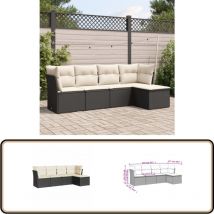 Salon de jardin 5 pcs avec coussins noir résine tressée - Salon De Jardin - Mobilier De Jardin - Salon Extérieur - Canapé D'extérieur - Set De Salon