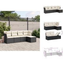Salon de jardin 5 pcs avec coussins noir résine tressée - Salon De Jardin - Mobilier Extérieur - Salon D'extérieur - Set De Salon - Canapé D'extérieur