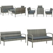 Salon de jardin 5 pcs avec coussins Résine tressée Gris - Salon De Jardin - Mobilier De Jardin - Ensemble De Salon - Canapé Extérieur - Canapé En