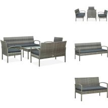 Salon de jardin 5 pcs avec coussins Résine tressée Gris - Salon De Jardin - Mobilier De Jardin - Ensemble De Salon - Canapé Extérieur - Canapé En