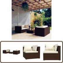 Salon de jardin 5 pcs avec coussins Résine tressée Marron - Salon De Jardin - Meuble De Jardin - Ensemble De Meubles De Jardin - Mobilier De Jardin