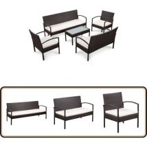 Vidaxl - Salon de jardin 5 pcs avec coussins Résine tressée Marron - Salon De Jardin - Meubles De Jardin - Ensemble De Canapés - Canapé Trois Places