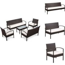 Salon de jardin 5 pcs avec coussins Résine tressée Marron - Salon De Jardin - Meubles De Jardin - Ensemble De Canapés - Canapé Trois Places - Canapé