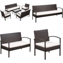 Salon de jardin 5 pcs avec coussins Résine tressée Marron - Salon De Jardin - Meubles De Jardin - Ensemble De Canapés - Canapé Trois Places - Canapé