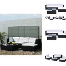 Salon de jardin 5 pcs avec coussins résine tressée noir - Canapé De Jardin - Salon De Jardin - Meubles De Jardin - Set De Salon De Jardin - Résine