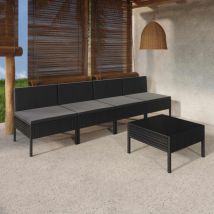 Asupermall - fimei Salon de jardin 5 pcs avec coussins Résine tressée Noir