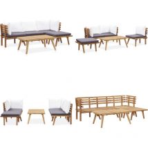 Salon de jardin 5 pcs bois d'acacia solide - Salon De Jardin - Mobilier De Jardin - Set De Salon De Jardin - Meubles De Jardin En Bois - Acacia