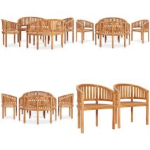 Salon de jardin 5 pcs en forme de banane Bois de teck solide - Ensemble Salon De Jardin - Salon De Jardin En Teck - Mobilier De Jardin - Meubles De