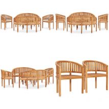 Salon de jardin 5 pcs en forme de banane Bois de teck solide - Ensemble Salon De Jardin - Salon De Jardin En Teck - Mobilier De Jardin - Meubles De