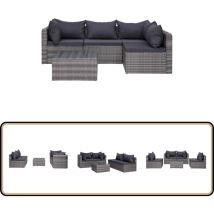Salon de jardin 5 pcs et coussins et oreillers Résine tressée - Salon De Jardin - Mobilier De Jardin - Ensemble Salon - Meubles De Jardin - Canapé