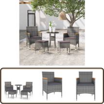 Salon de jardin 5 pcs Résine tressée Gris - Ensemble Salon De Jardin - Mobilier De Jardin - Salon Extérieur - Table Basse - Chaises De Jardin
