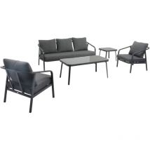 Salon de jardin 5 place en aluminium gris anthracite