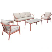 Salon de jardin 5 place en aluminium terracotta