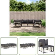 Er-siice - The Living Store Salon de jardin 6 pcs avec coussins anthracite résine tressée - Salon De Jardin - Mobilier De Jardin - Canapé D'extérieur