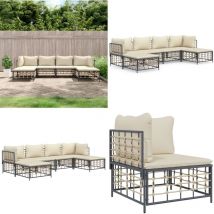 Salon de jardin 6 pcs avec coussins anthracite résine tressée - Canapé De Jardin - Salon De Jardin - Mobilier De Jardin - Set De Salon De Jardin