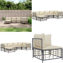 Salon de jardin 6 pcs avec coussins anthracite résine tressée - Salon De Jardin - Mobilier De Jardin - Canapé De Jardin - Set De Salon De Jardin