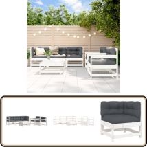 Salon de jardin 6 pcs avec coussins blanc bois massif - Salon De Jardin - Mobilier De Jardin - Ensemble Salon - Meubles De Jardin - Set Salon De