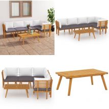 Salon de jardin 6 pcs avec coussins Bois d'acacia solide - Salon De Jardin - Meuble De Jardin - Ensemble De Salon De Jardin - Mobilier De Jardin