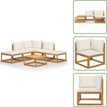 Salon de jardin 6 pcs avec coussins Bois d'acacia solide - Mobilier De Jardin - Salon De Jardin - Meubles De Jardin - Meubles En Bois - Acacia