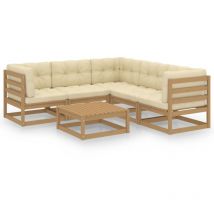 Inlife Salon de jardin 6 pcs avec coussins Bois de pin massif