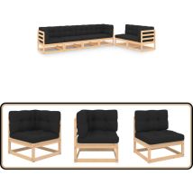 Salon de jardin 6 pcs avec coussins Bois de pin massif - Salon De Jardin - Mobilier De Jardin - Meubles De Jardin - Set De Salon De Jardin - Salon