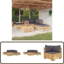 Salon de jardin 6 pcs avec coussins Bois de teck solide - Salon De Jardin - Meubles De Jardin - Set De Salon De Jardin - Terrasse - Jardin