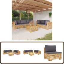 Salon de jardin 6 pcs avec coussins Bois de teck solide - Salon De Jardin - Meubles De Jardin - Set De Salon De Jardin - Terrasse - Jardin