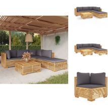 Salon de jardin 6 pcs avec coussins Bois de teck solide - Salon De Jardin - Meubles De Jardin - Set De Salon De Jardin - Terrasse - Jardin