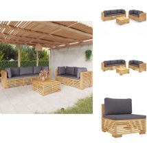 Salon de jardin 6 pcs avec coussins Bois de teck solide - Salon De Jardin - Meubles De Jardin - Set De Salon De Jardin - Terrasse - Jardin