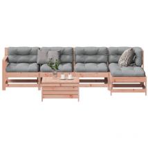 Salon de jardin 6 pcs avec coussins bois massif Douglas