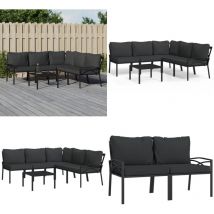 Vidaxl - Salon de jardin 6 pcs avec coussins gris acier - Ensemble Salon De Jardin - Mobilier De Jardin - Salon De Jardin En Métal - Table Basse