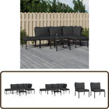 Salon de jardin 6 pcs avec coussins gris acier - Ensemble Salon De Jardin - Mobilier De Jardin - Salon De Jardin En Métal - Meubles De Jardin