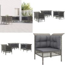 Salon de jardin 6 pcs avec coussins Gris Résine tressée - Salon De Jardin - Mobilier De Jardin - Set De Salon - Meubles De Jardin - Chaise Lounge