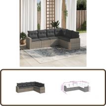 Salon de jardin 6 pcs avec coussins gris résine tressée - Salon De Jardin - Meuble De Jardin - Mobilier De Jardin - Set Salon De Jardin - Résine