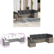 Salon de jardin 6 pcs avec coussins gris résine tressée - Salon De Jardin - Meuble Extérieur - Résine Tressée - Salon D'extérieur - Set De Salon