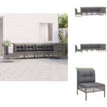 Salon de jardin 6 pcs avec coussins Gris Résine tressée - Salon De Jardin - Mobilier De Jardin - Set De Salon De Jardin - Meubles De Jardin - Résine