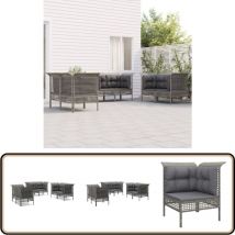 Salon de jardin 6 pcs avec coussins Gris Résine tressée - Salon De Jardin - Mobilier De Jardin - Set De Salon - Meubles De Jardin - Chaise Lounge