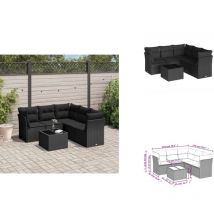 Salon de jardin 6 pcs avec coussins noir résine tressée - Ensemble Salon De Jardin - Mobilier De Jardin - Salon De Jardin Design - Meubles De Jardin