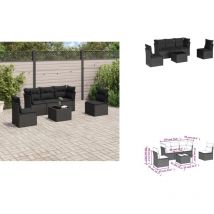 Salon de jardin 6 pcs avec coussins noir résine tressée - Ensemble Salon De Jardin - Mobilier De Jardin - Salon De Jardin Design - Meubles De Jardin
