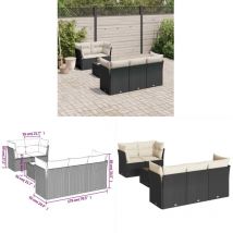 Salon de jardin 6 pcs avec coussins noir résine tressée - Ensemble Salon De Jardin - Mobilier De Jardin - Salon De Jardin Design - Meubles De Jardin