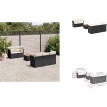 Salon de jardin 6 pcs avec coussins noir résine tressée - Salon De Jardin - Meuble De Jardin - Mobilier Extérieur - Salon D'extérieur - Set De Salon