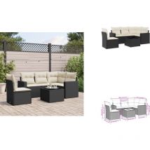 Salon de jardin 6 pcs avec coussins noir résine tressée - Salon De Jardin - Meuble De Jardin - Set Salon De Jardin - Résine Tressée - Rotin