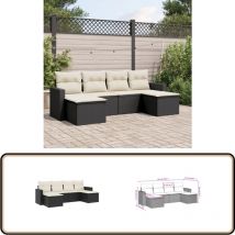 Salon de jardin 6 pcs avec coussins noir résine tressée - Salon De Jardin - Meuble Extérieur - Résine Tressée - Salon D'extérieur - Canapé D'extérieur