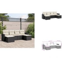 Salon de jardin 6 pcs avec coussins noir résine tressée - Salon De Jardin - Meuble Extérieur - Résine Tressée - Salon D'extérieur - Canapé D'extérieur