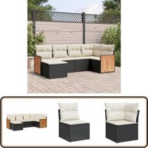 Salon de jardin 6 pcs avec coussins noir résine tressée - Salon De Jardin - Meuble Extérieur - Salon D'extérieur - Set De Salon - Mobilier De Jardin